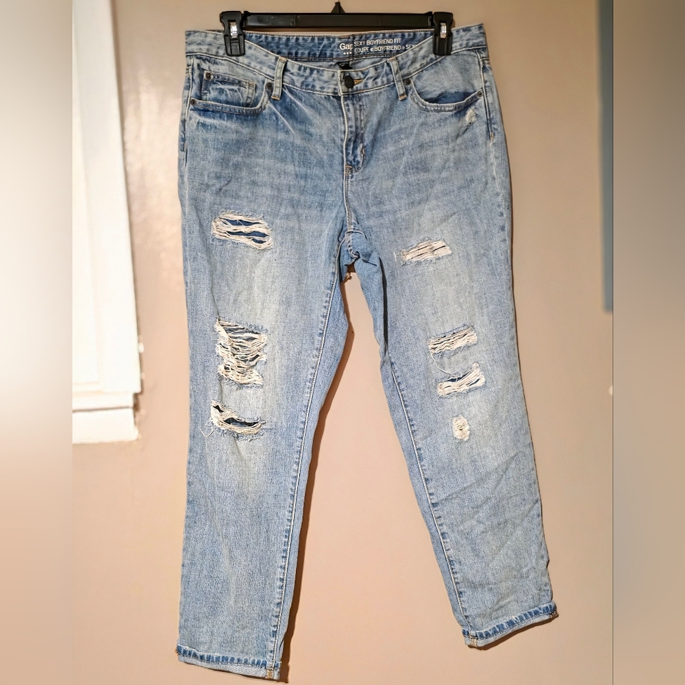 GAP Women's Boyfriend Jeans - Light Blue